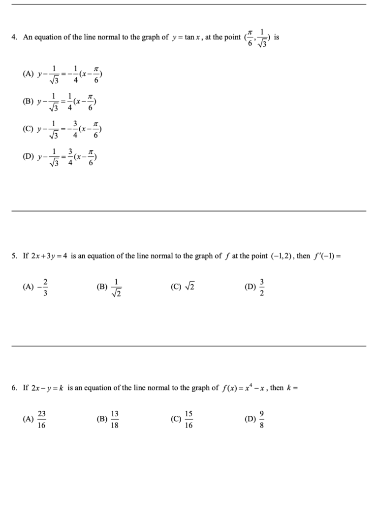 Tangent lines and Normal lines